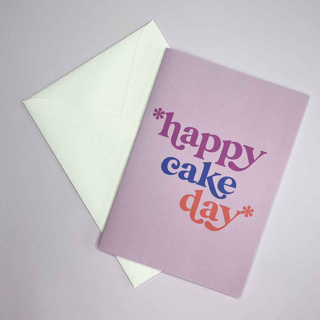 happy cake day card in purple